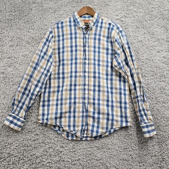 Ball and Buck Scout Shirt Mens Large Blue Gingham Cotton Plaid Heritage USA - Picture 2 of 12